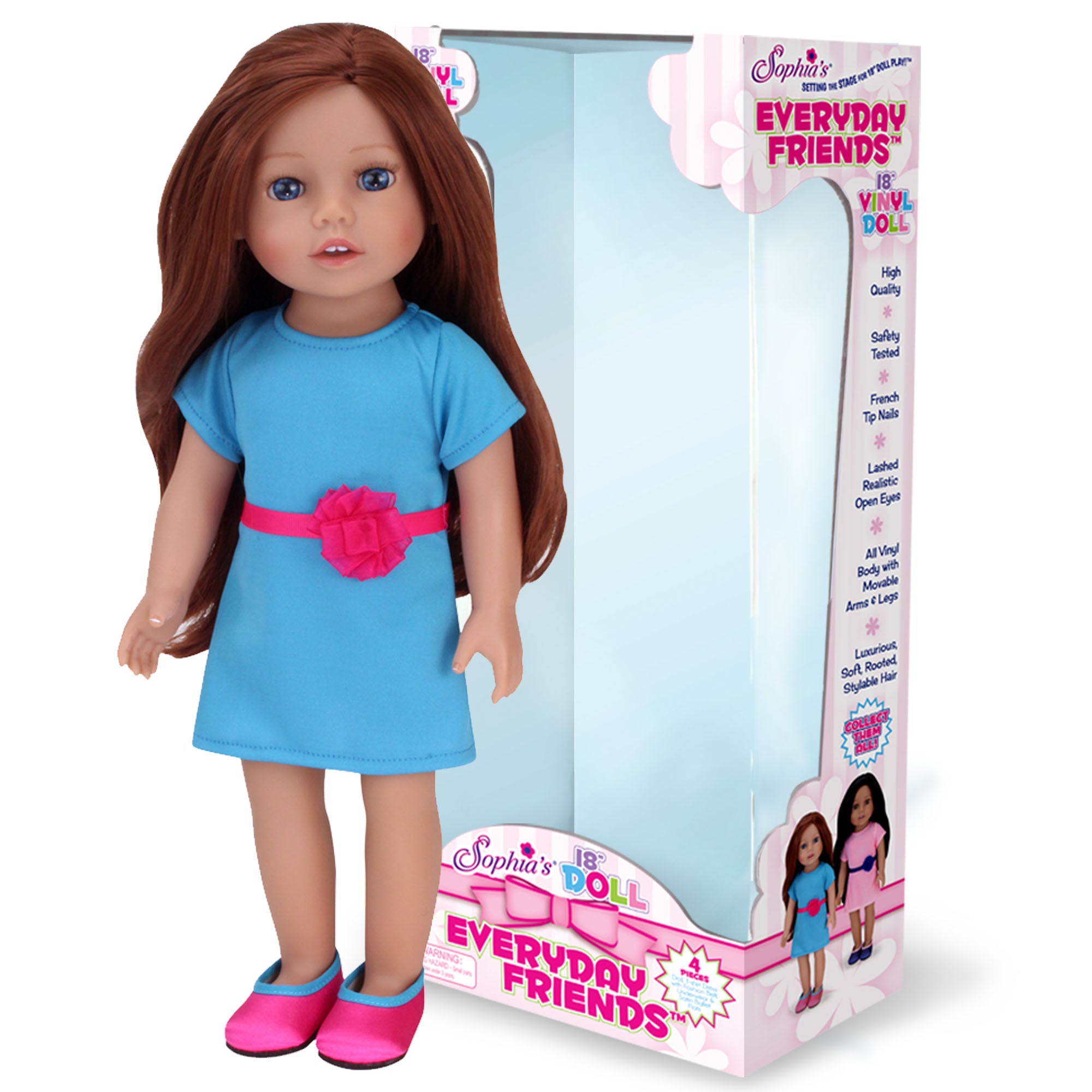 18 Inch Baby Doll "Hailey" & Blue Dress & Shoes, 18'' Doll