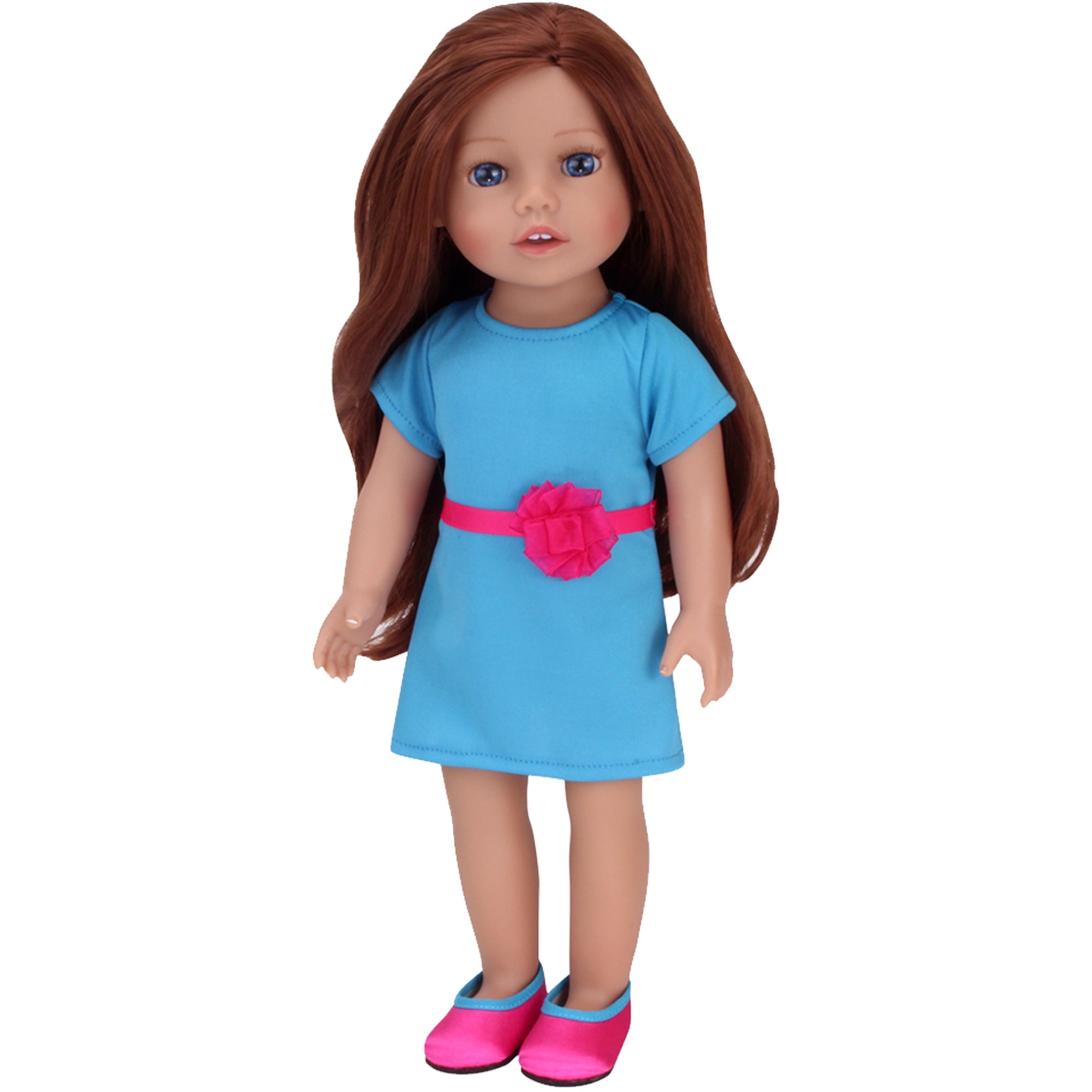 18 Inch Baby Doll "Hailey" & Blue Dress & Shoes, 18'' Doll
