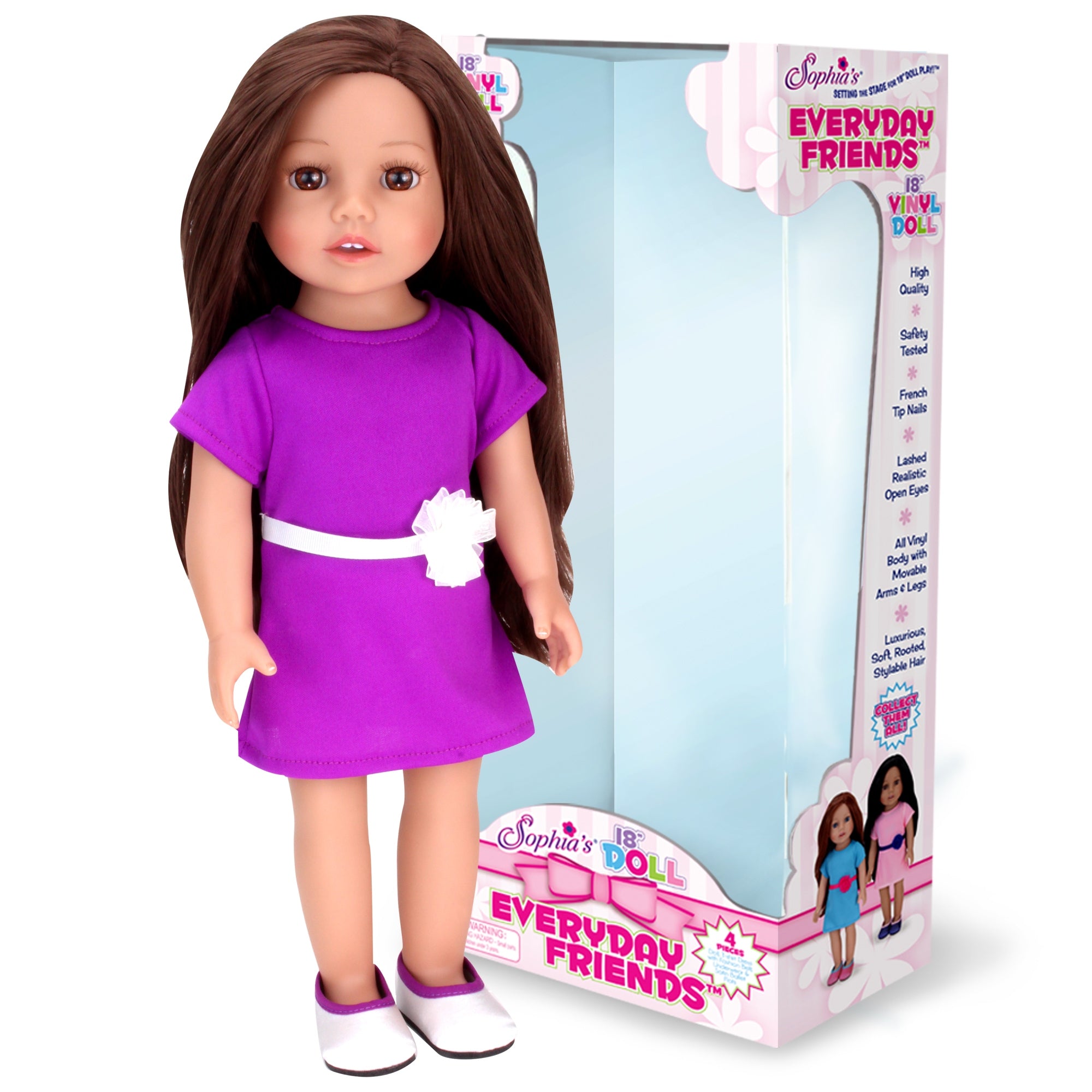 18 Inch Baby Doll "Miley" Purple Dress & Shoes, , 18'' Doll
