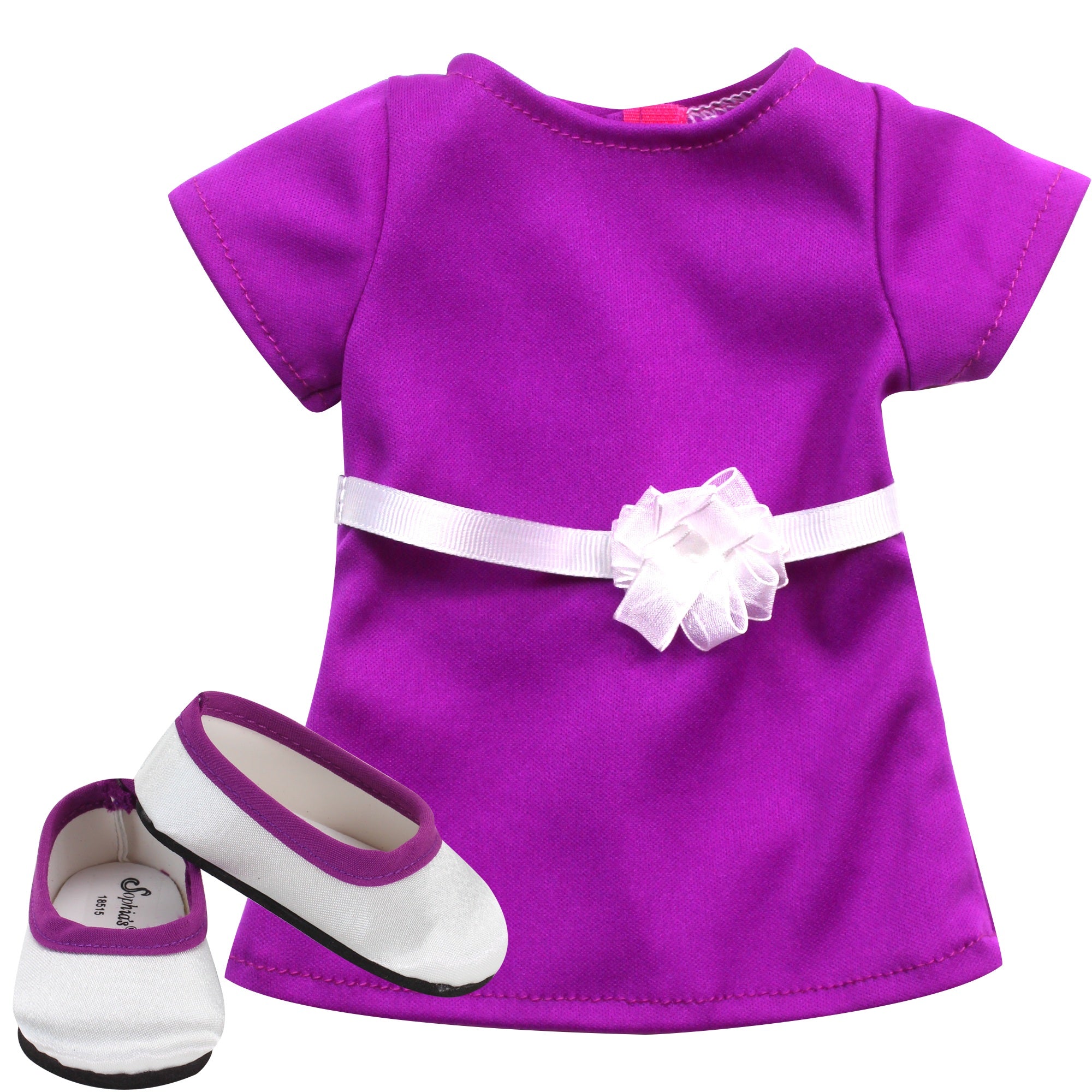 18 Inch Baby Doll "Miley" Purple Dress & Shoes, , 18'' Doll