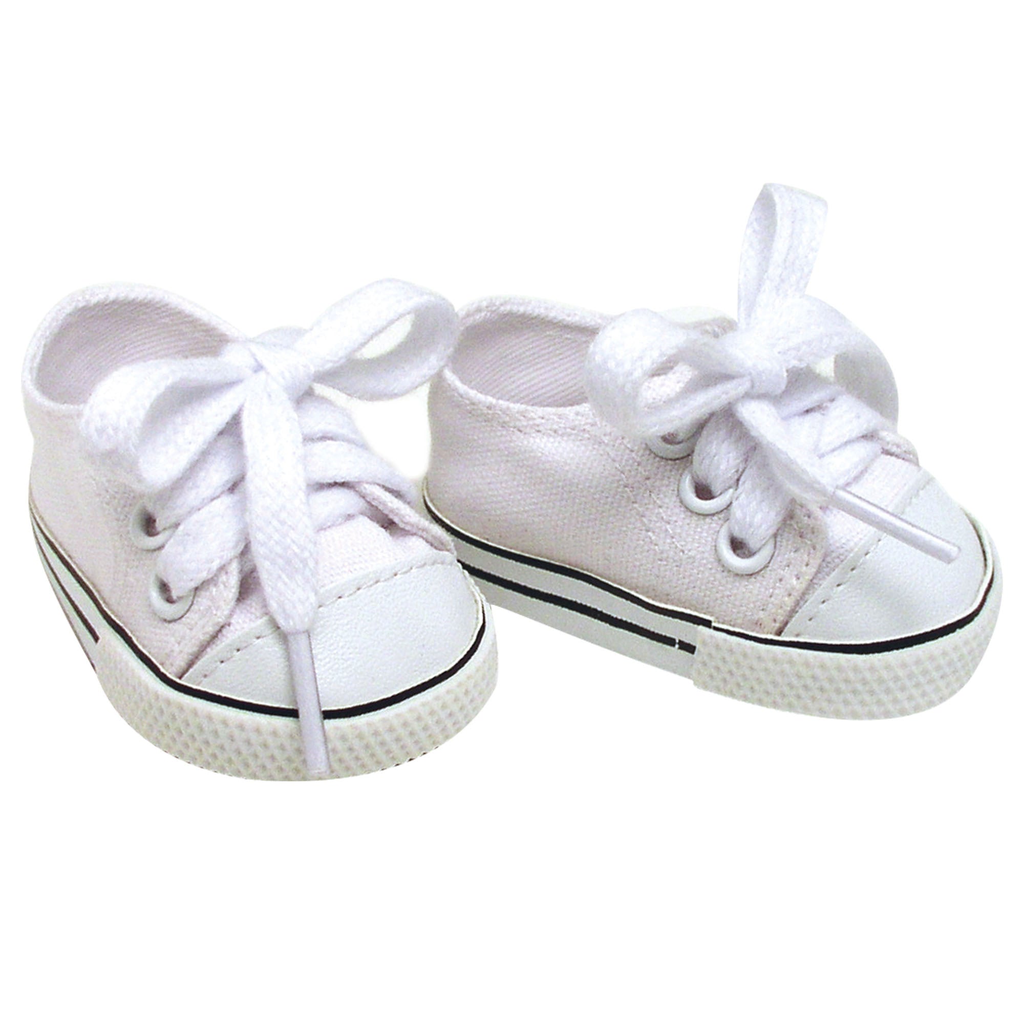 18" Baby Doll Shoes with Laces, White Doll Canvas Trainers or Pumps Dolls 46cm