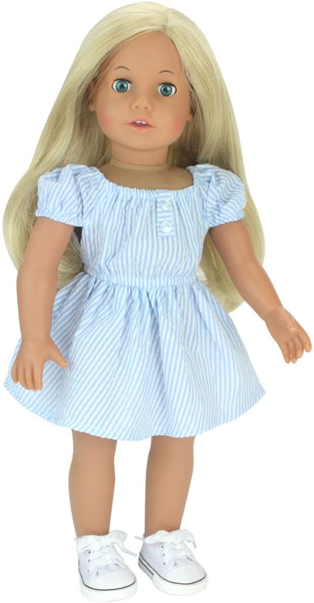 18" Baby Doll Shoes with Laces, White Doll Canvas Trainers or Pumps Dolls 46cm