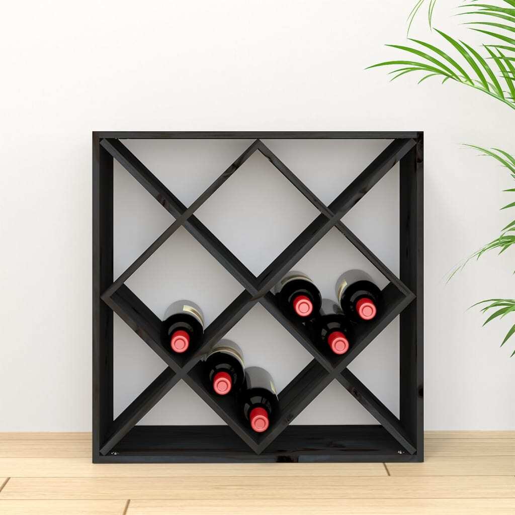 Wine Cabinet Black 62x25x62 cm Solid Wood Pine