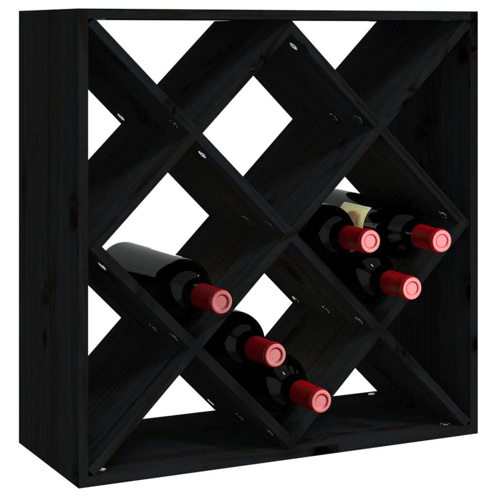 Wine Cabinet Black 62x25x62 cm Solid Wood Pine