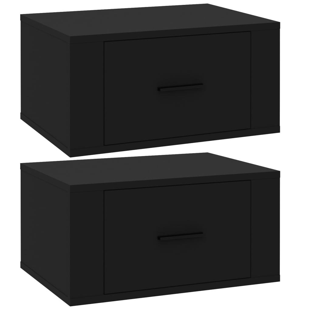 Wall-mounted Bedside Cabinets 2 pcs Black 50x36x25 cm