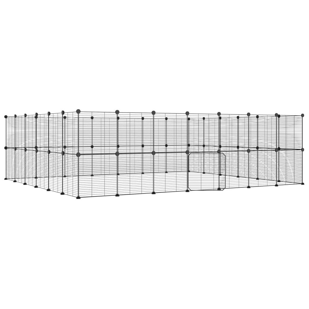 52-Panel Pet Cage with Door Black 35x35 cm Steel