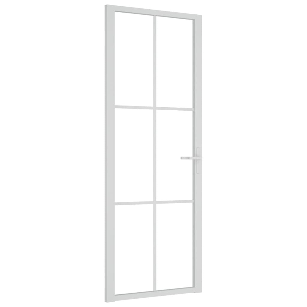 Interior Door 76x201.5 cm White ESG Glass and Aluminium