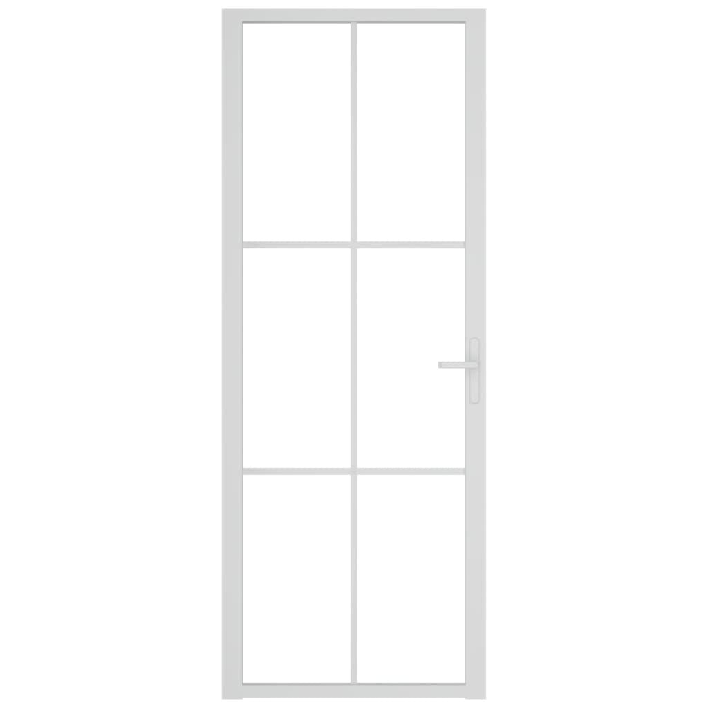 Interior Door 76x201.5 cm White ESG Glass and Aluminium