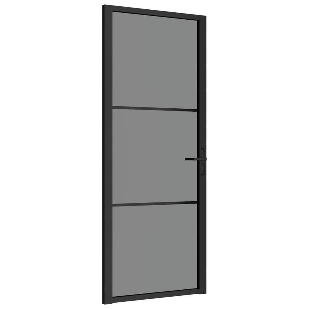 Interior Door 83x201.5 cm Black ESG Glass and Aluminium