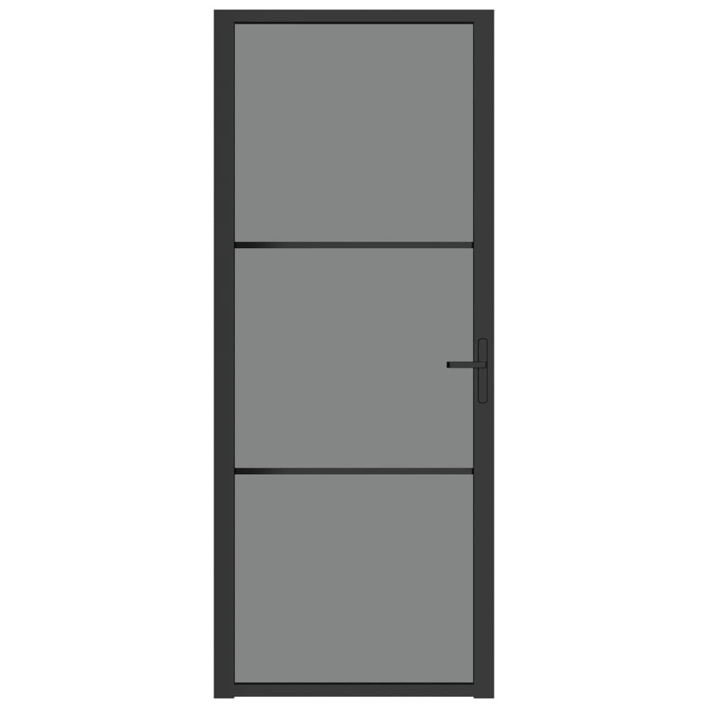 Interior Door 83x201.5 cm Black ESG Glass and Aluminium