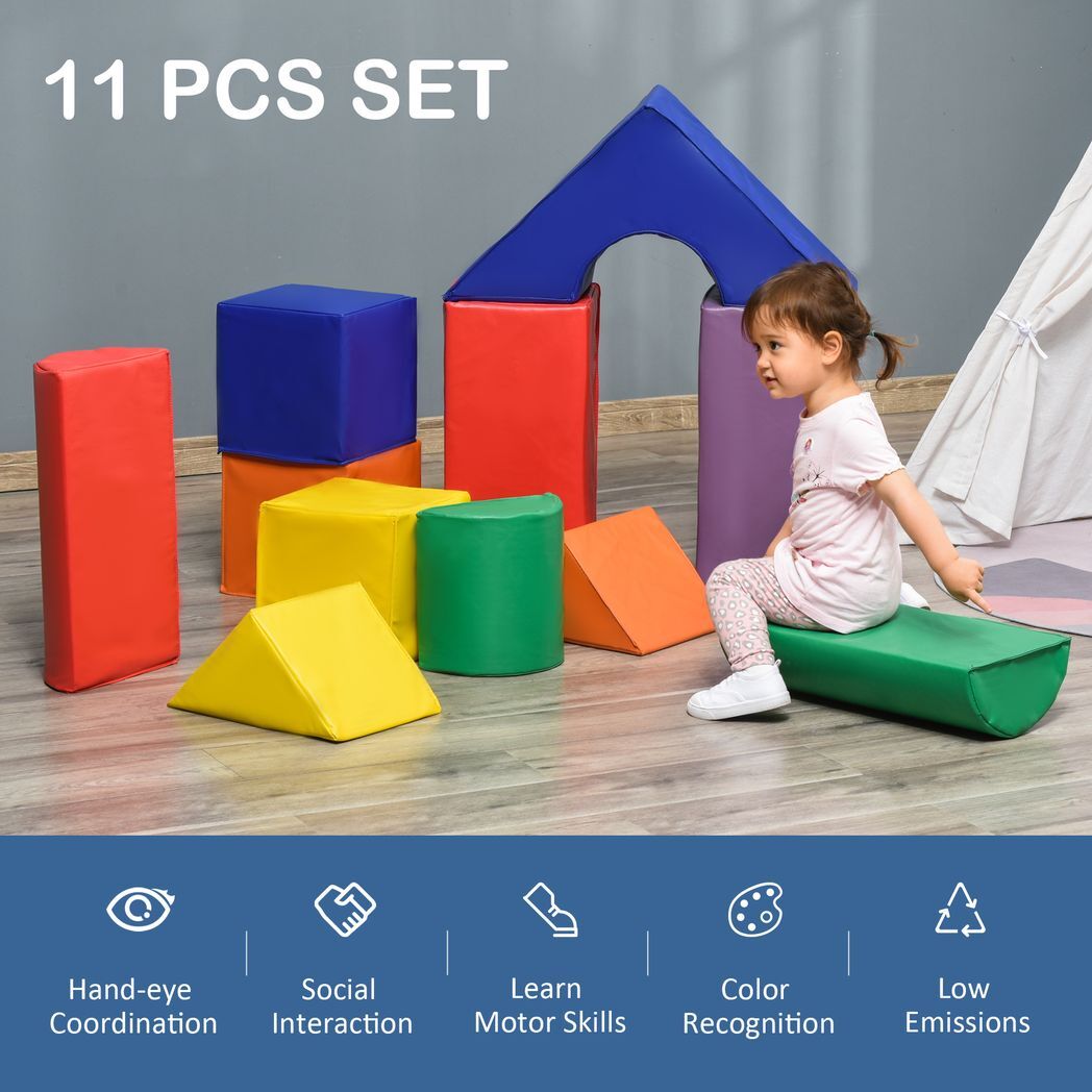 11 Pcs Kids Soft Foam Puzzle Play Blocks Set Learning Toddler Activity Fun Toy
