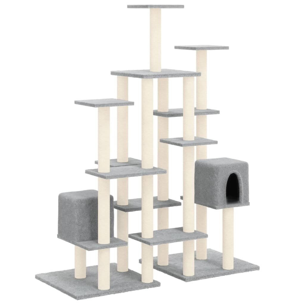 Cat Tree with Sisal Scratching Posts Light Grey 145 cm