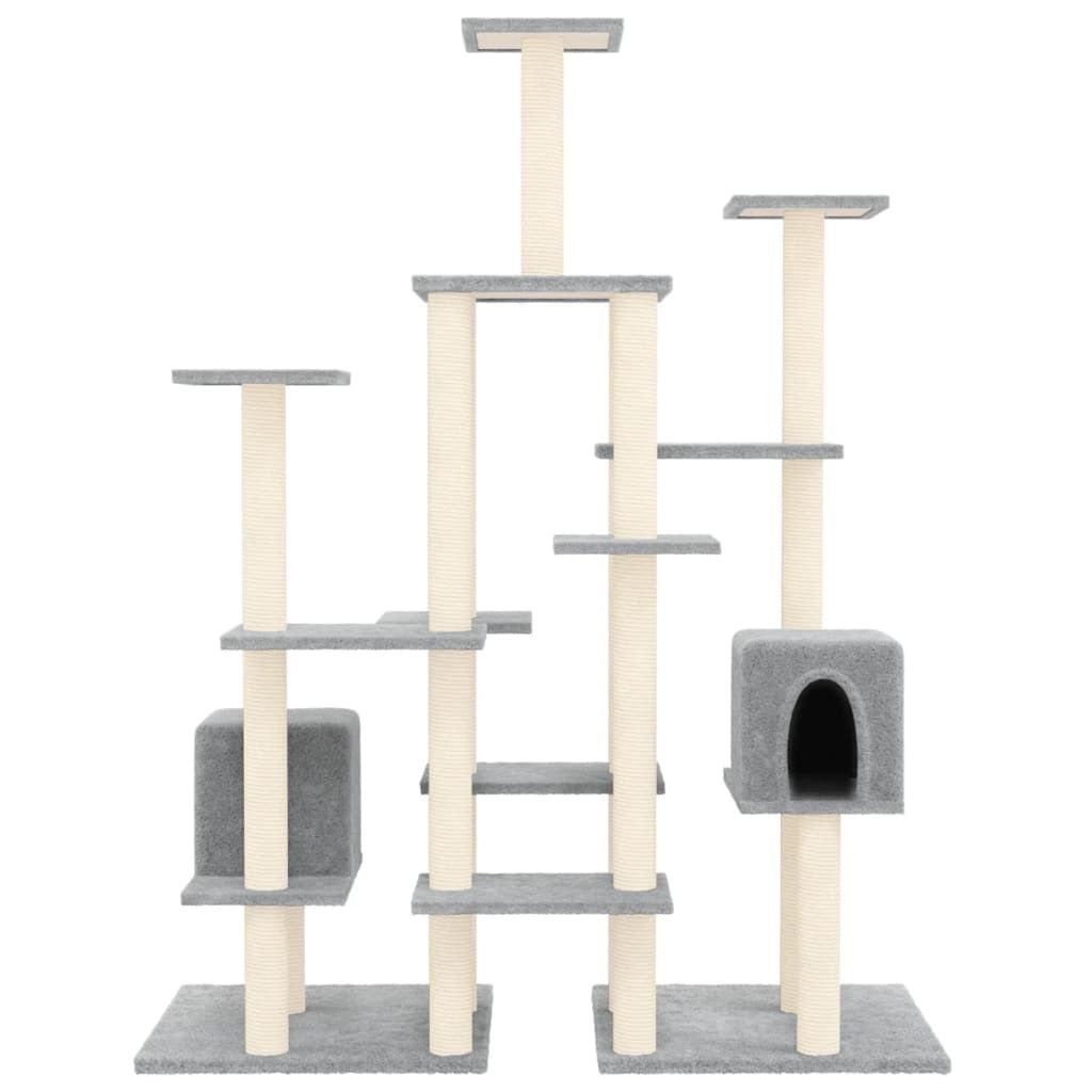 Cat Tree with Sisal Scratching Posts Light Grey 145 cm