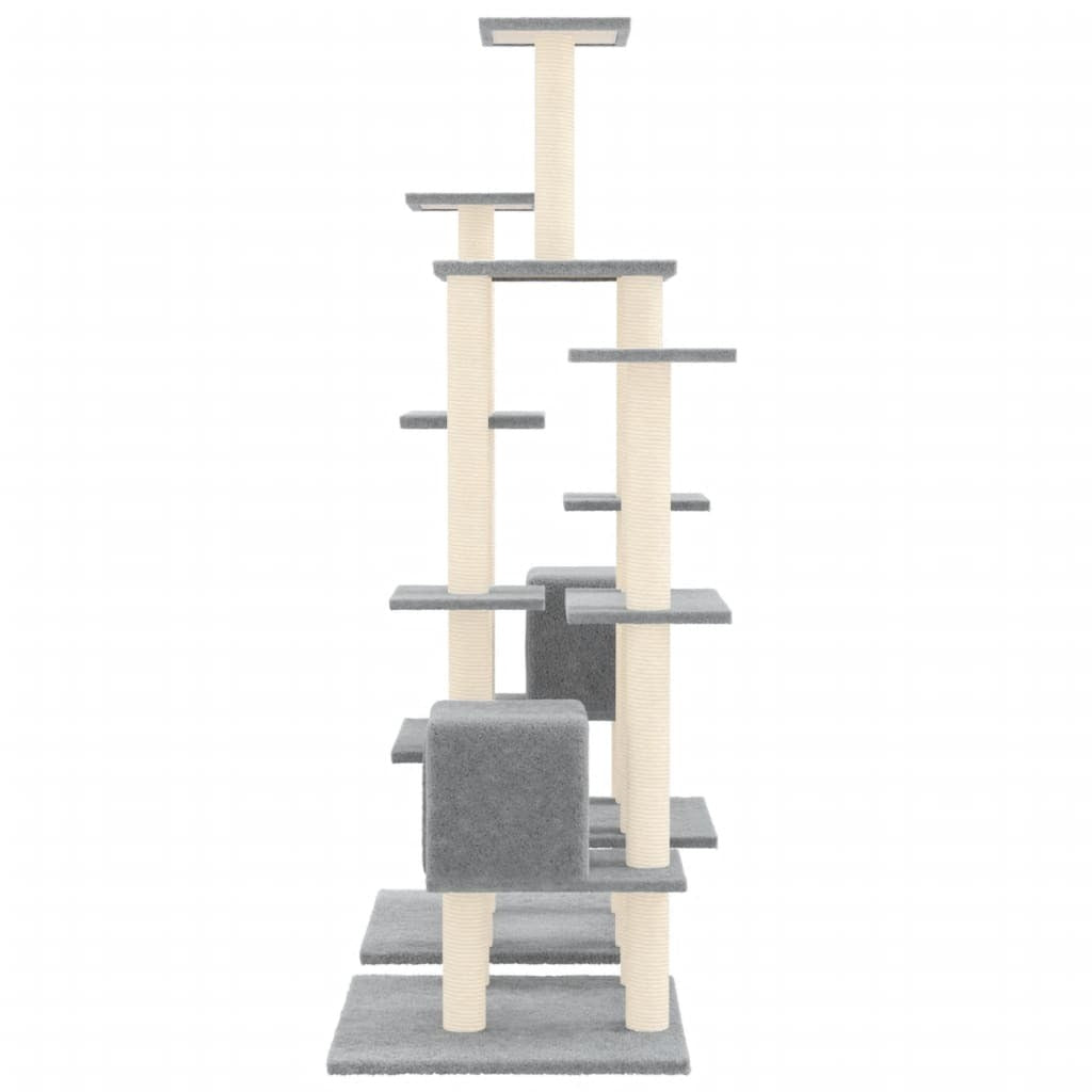 Cat Tree with Sisal Scratching Posts Light Grey 145 cm