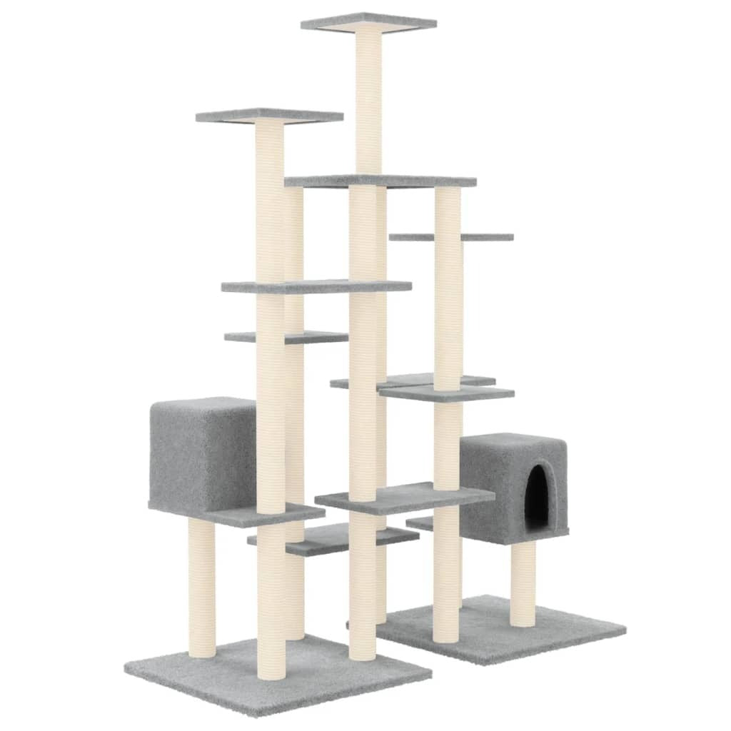 Cat Tree with Sisal Scratching Posts Light Grey 145 cm