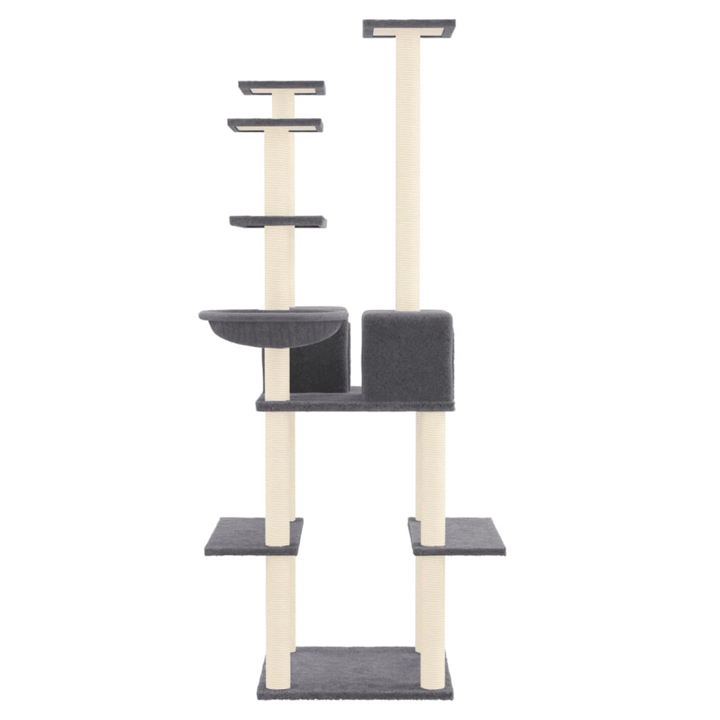 Cat Tree with Sisal Scratching Posts Dark Grey 167 cm
