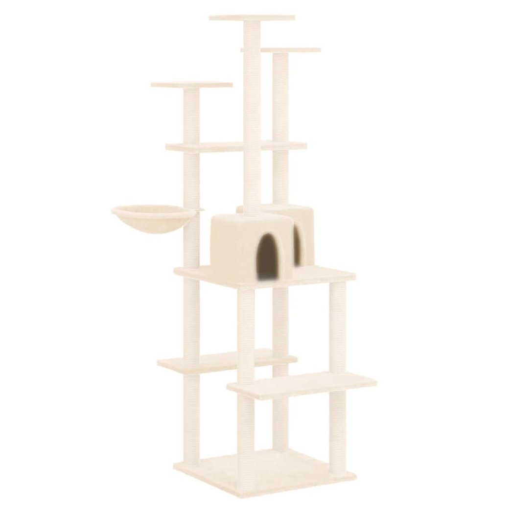 Cat Tree with Sisal Scratching Posts Cream 167 cm