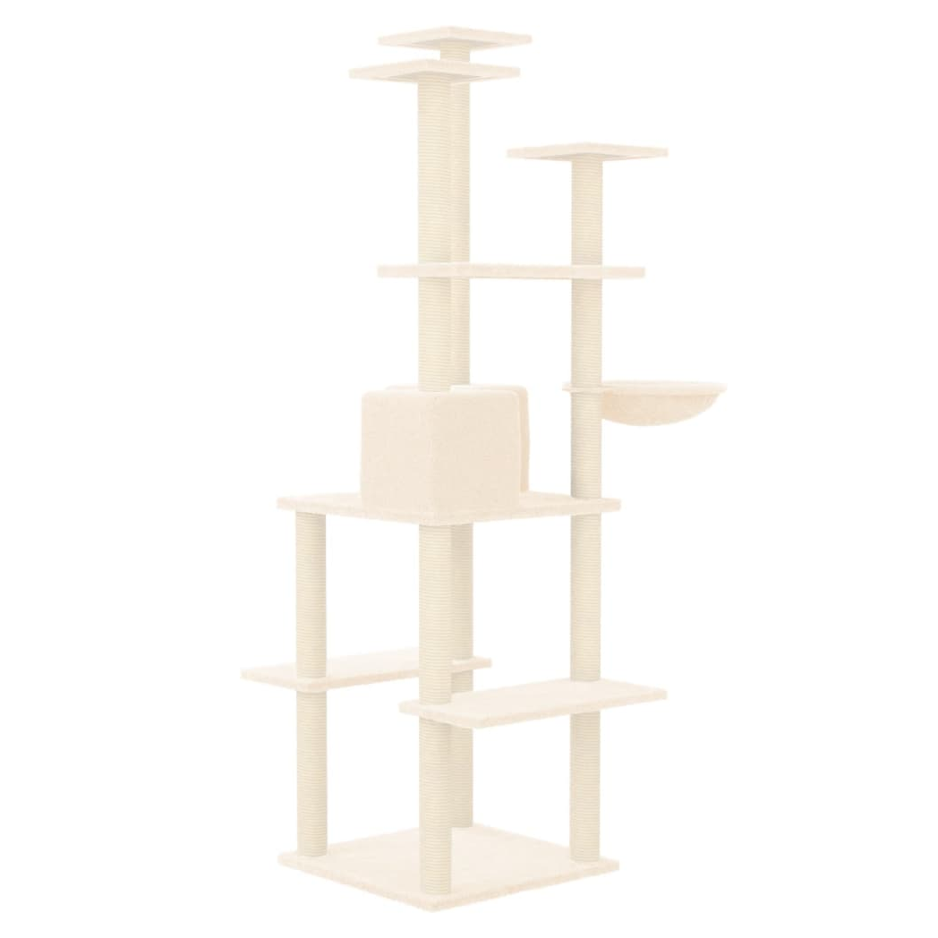 Cat Tree with Sisal Scratching Posts Cream 167 cm
