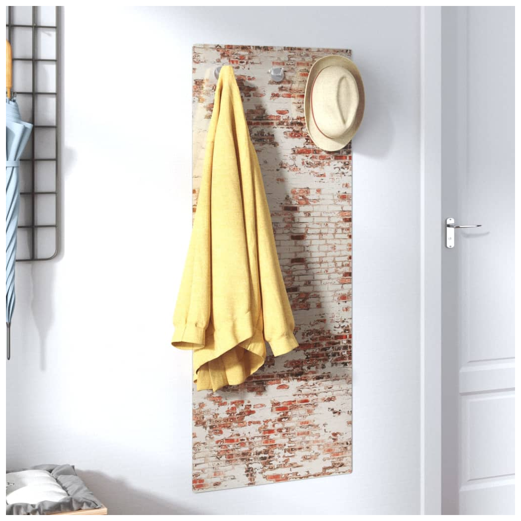 Wall Mounted Coat Rack 125x50 cm Tempered Glass Brick Wall