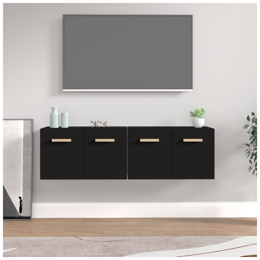 Wall Cabinets 2 pcs Black 60x36.5x35 cm Engineered Wood