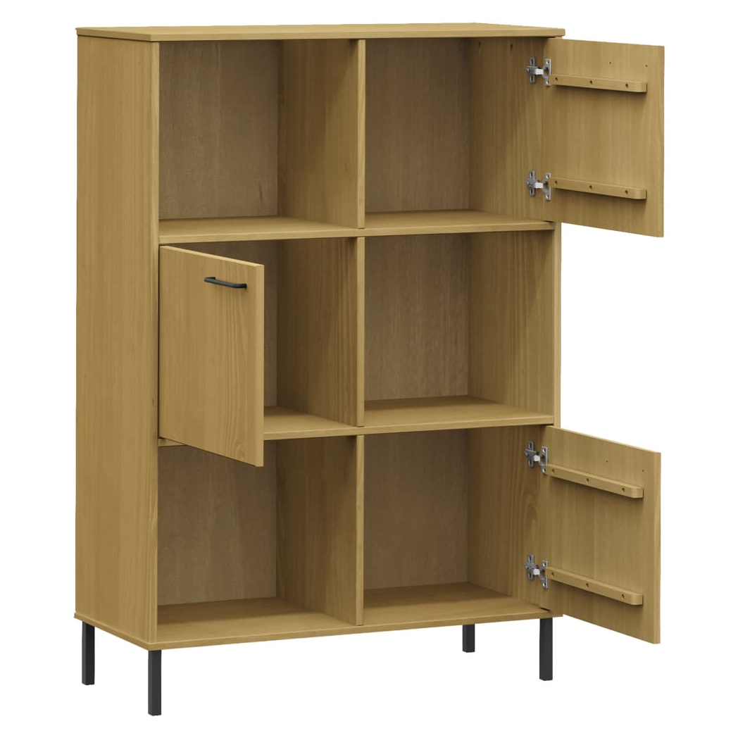 vidaXL Bookcase with Metal Legs Brown 90x35x128.5 cm Solid Wood OSLO