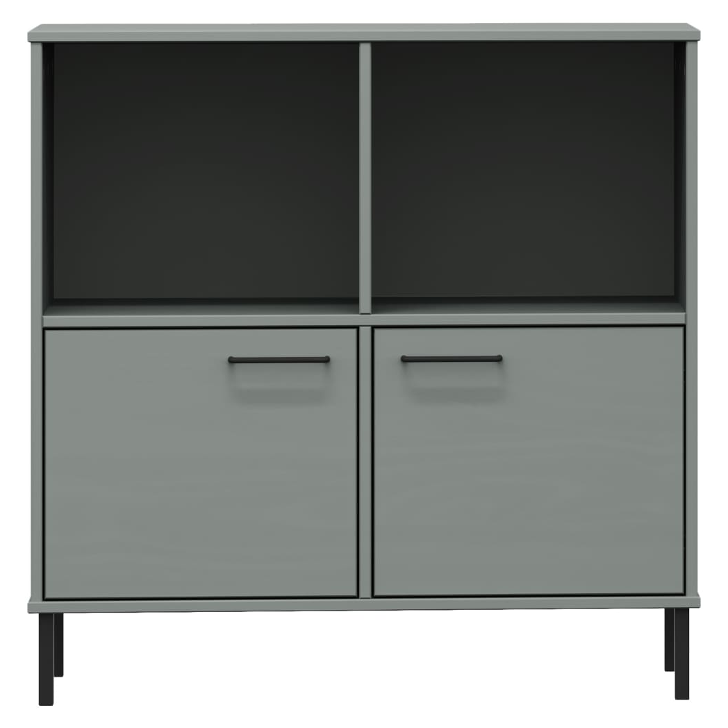vidaXL Bookcase with Metal Legs Grey 90x35x90.5 cm Solid Wood OSLO