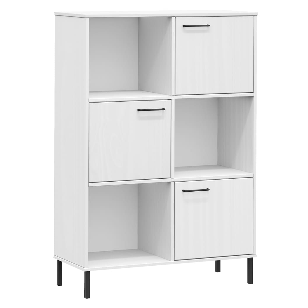 vidaXL Bookcase with Metal Legs White 90x35x128.5 cm Solid Wood OSLO