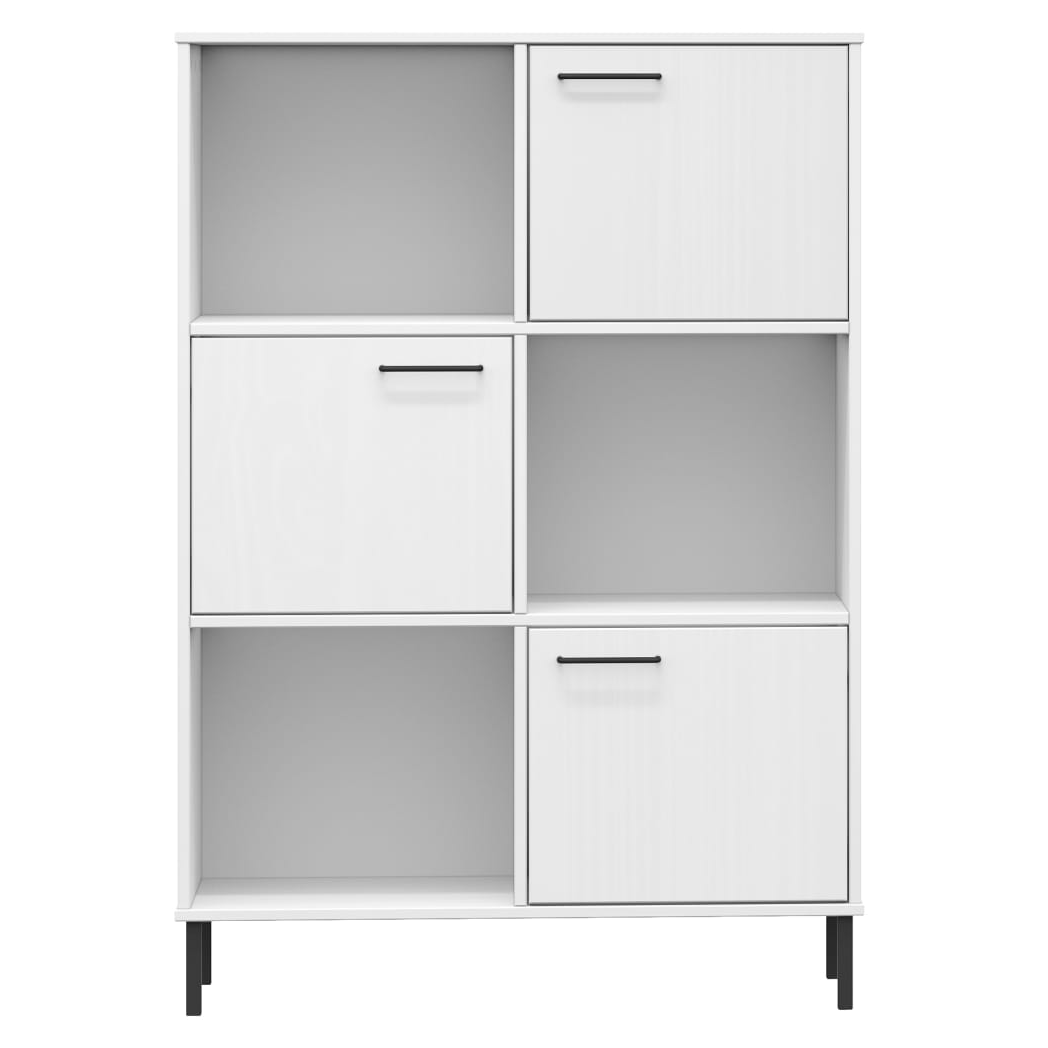 vidaXL Bookcase with Metal Legs White 90x35x128.5 cm Solid Wood OSLO