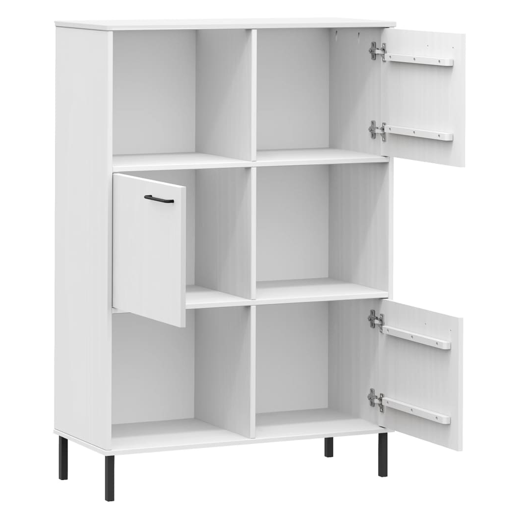 vidaXL Bookcase with Metal Legs White 90x35x128.5 cm Solid Wood OSLO