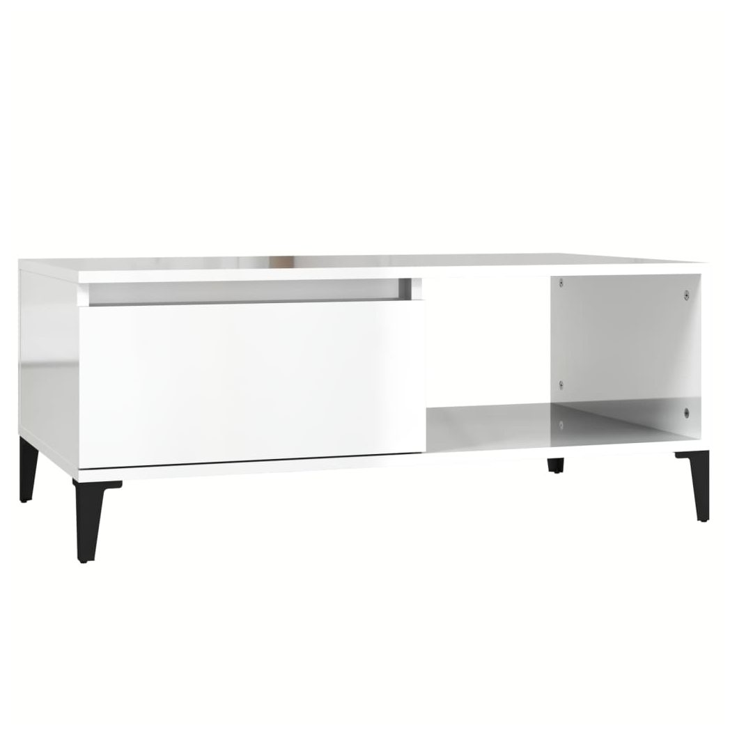 vidaXL Coffee Table High Gloss White 90x50x36.5 cm Engineered Wood