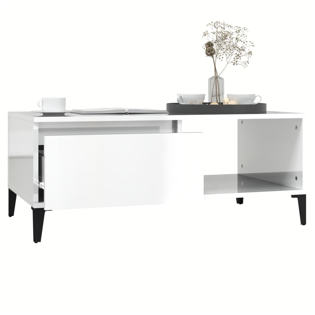 vidaXL Coffee Table High Gloss White 90x50x36.5 cm Engineered Wood