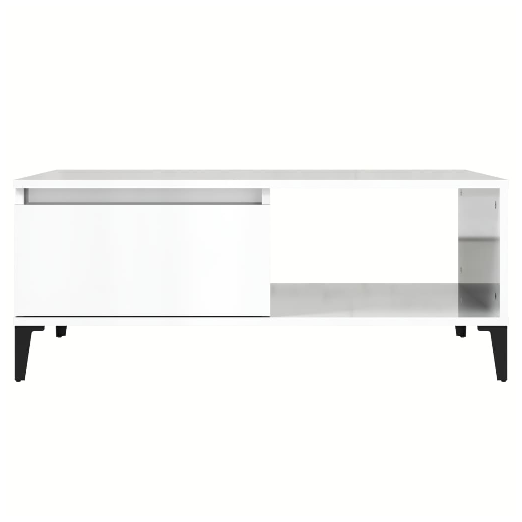 vidaXL Coffee Table High Gloss White 90x50x36.5 cm Engineered Wood
