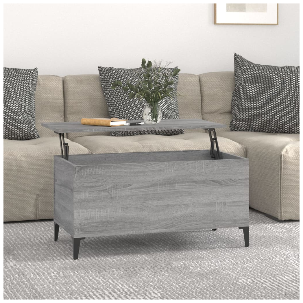 vidaXL Coffee Table Grey Sonoma 90x44.5x45 cm Engineered Wood