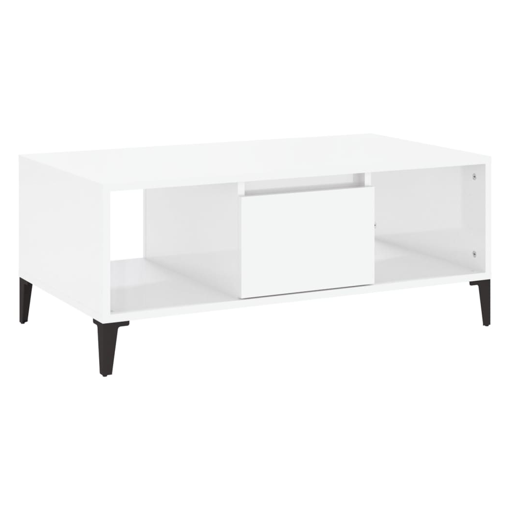 vidaXL Coffee Table High Gloss White 90x50x36.5 cm Engineered Wood