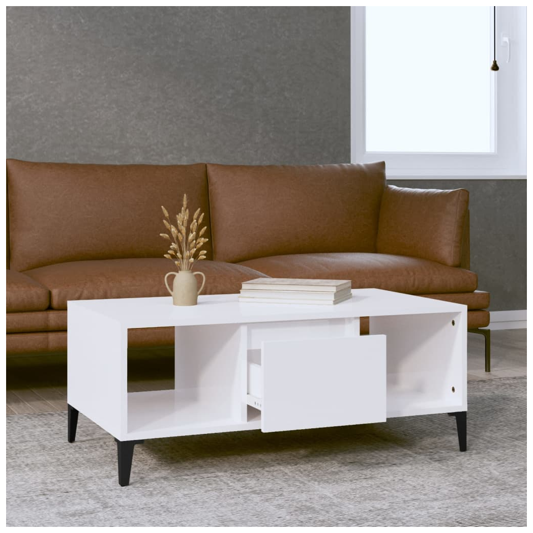 vidaXL Coffee Table High Gloss White 90x50x36.5 cm Engineered Wood
