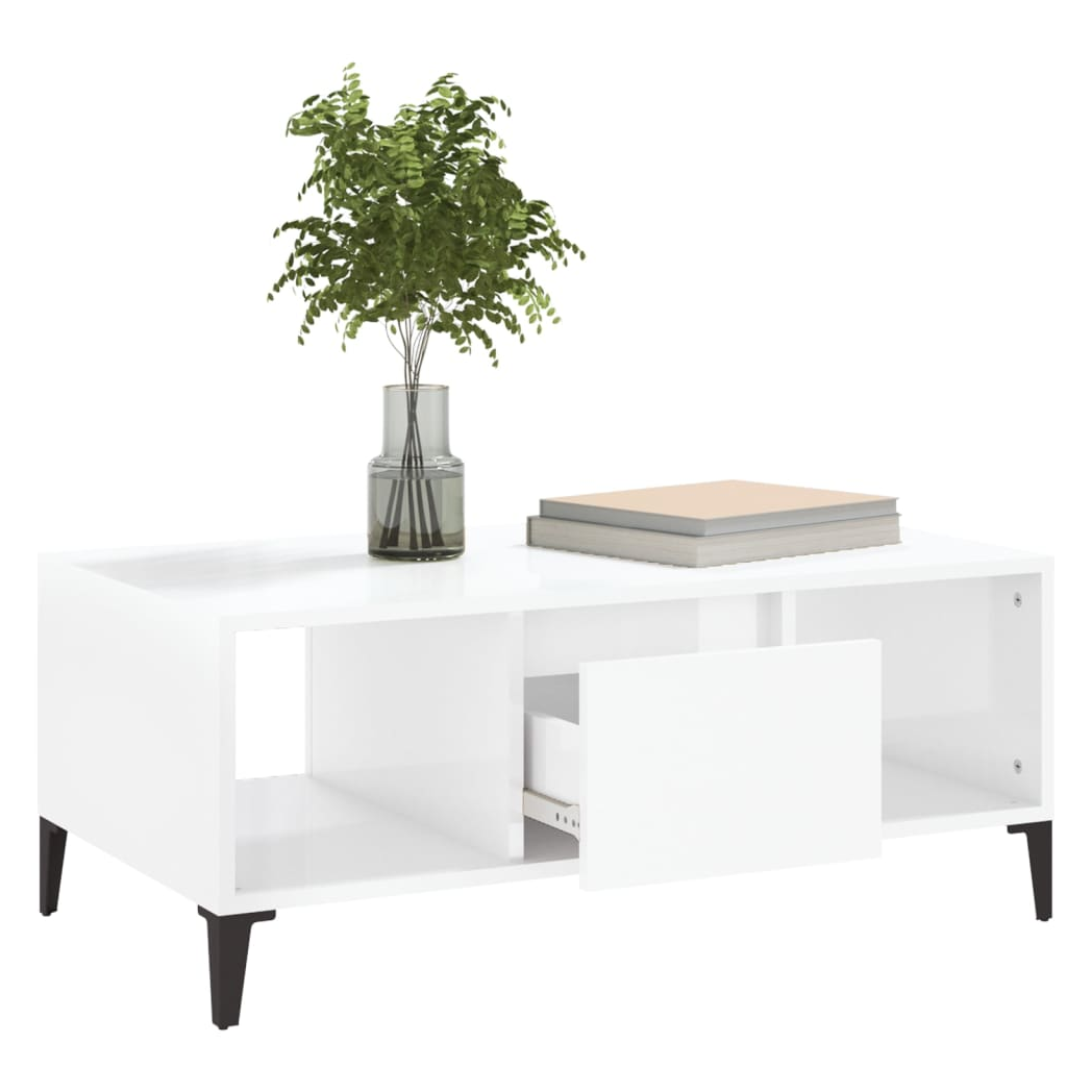 vidaXL Coffee Table High Gloss White 90x50x36.5 cm Engineered Wood