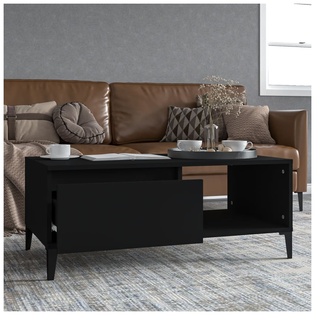 vidaXL Coffee Table Black 90x50x36.5 cm Engineered Wood