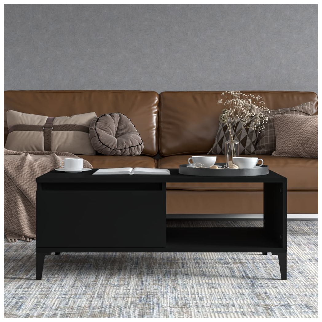 vidaXL Coffee Table Black 90x50x36.5 cm Engineered Wood