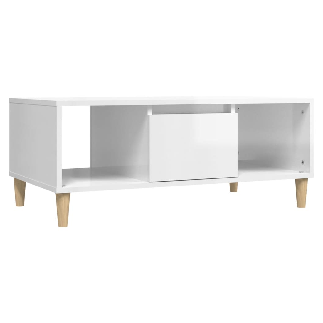 vidaXL Coffee Table High Gloss White 90x50x36,5 cm Engineered Wood