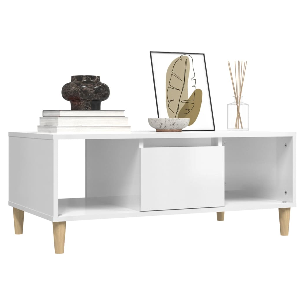 vidaXL Coffee Table High Gloss White 90x50x36,5 cm Engineered Wood