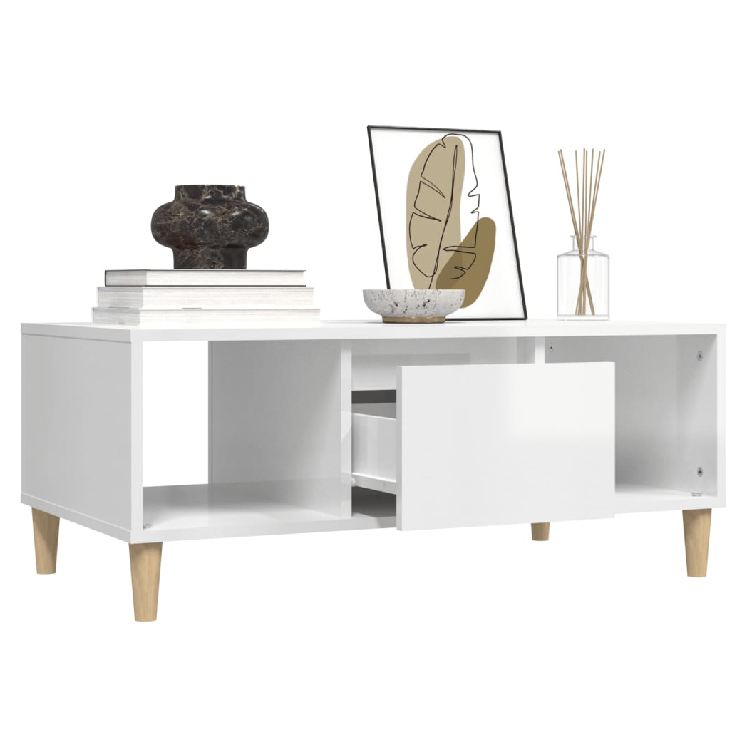 vidaXL Coffee Table High Gloss White 90x50x36,5 cm Engineered Wood