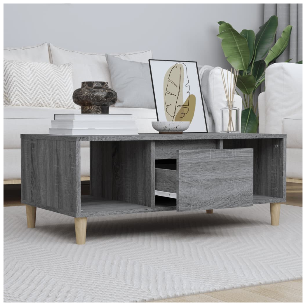 vidaXL Coffee Table Grey Sonoma 90x50x36,5 cm Engineered Wood