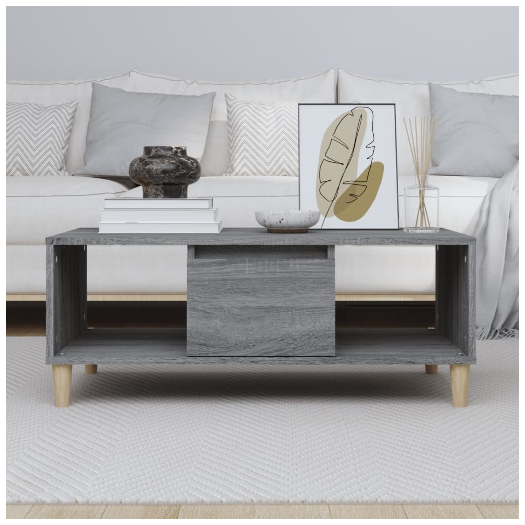 vidaXL Coffee Table Grey Sonoma 90x50x36,5 cm Engineered Wood