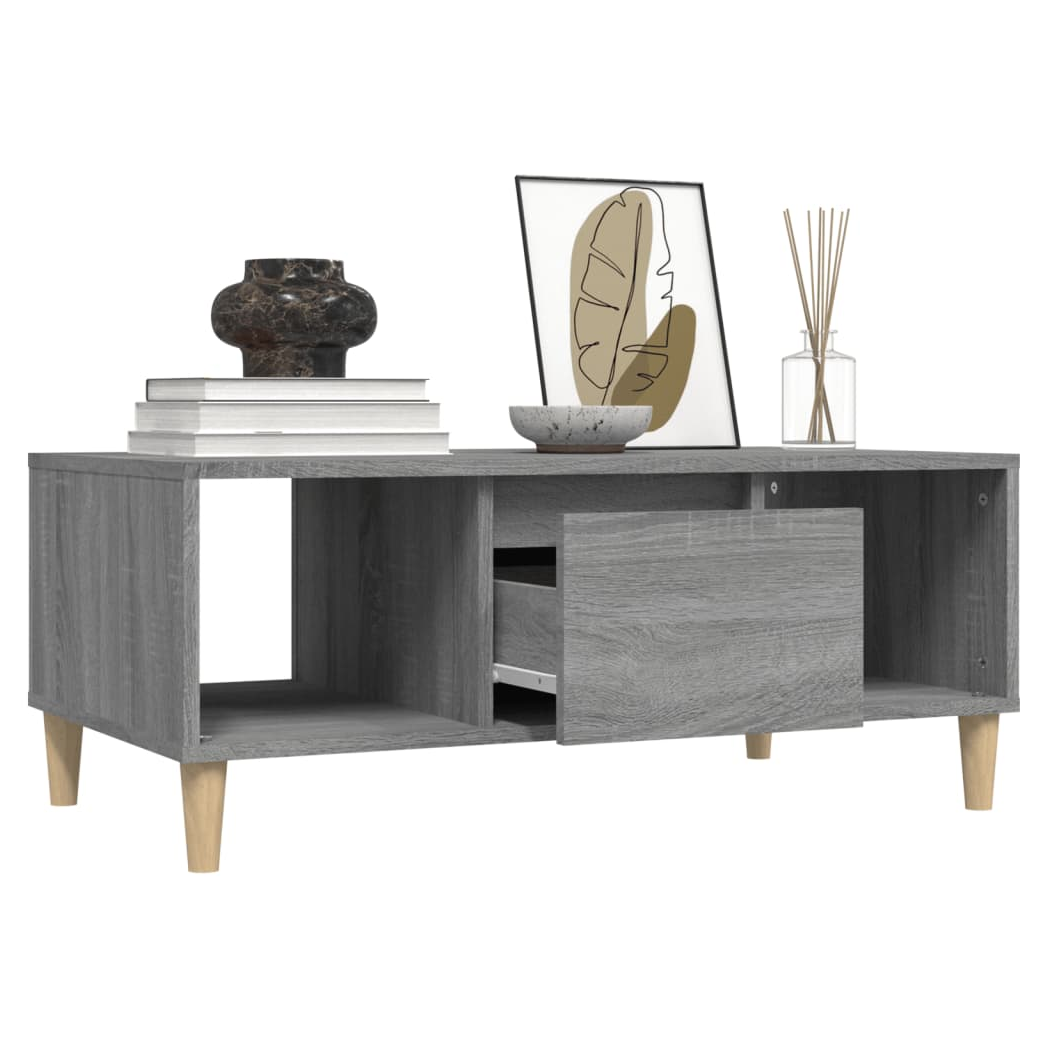 vidaXL Coffee Table Grey Sonoma 90x50x36,5 cm Engineered Wood