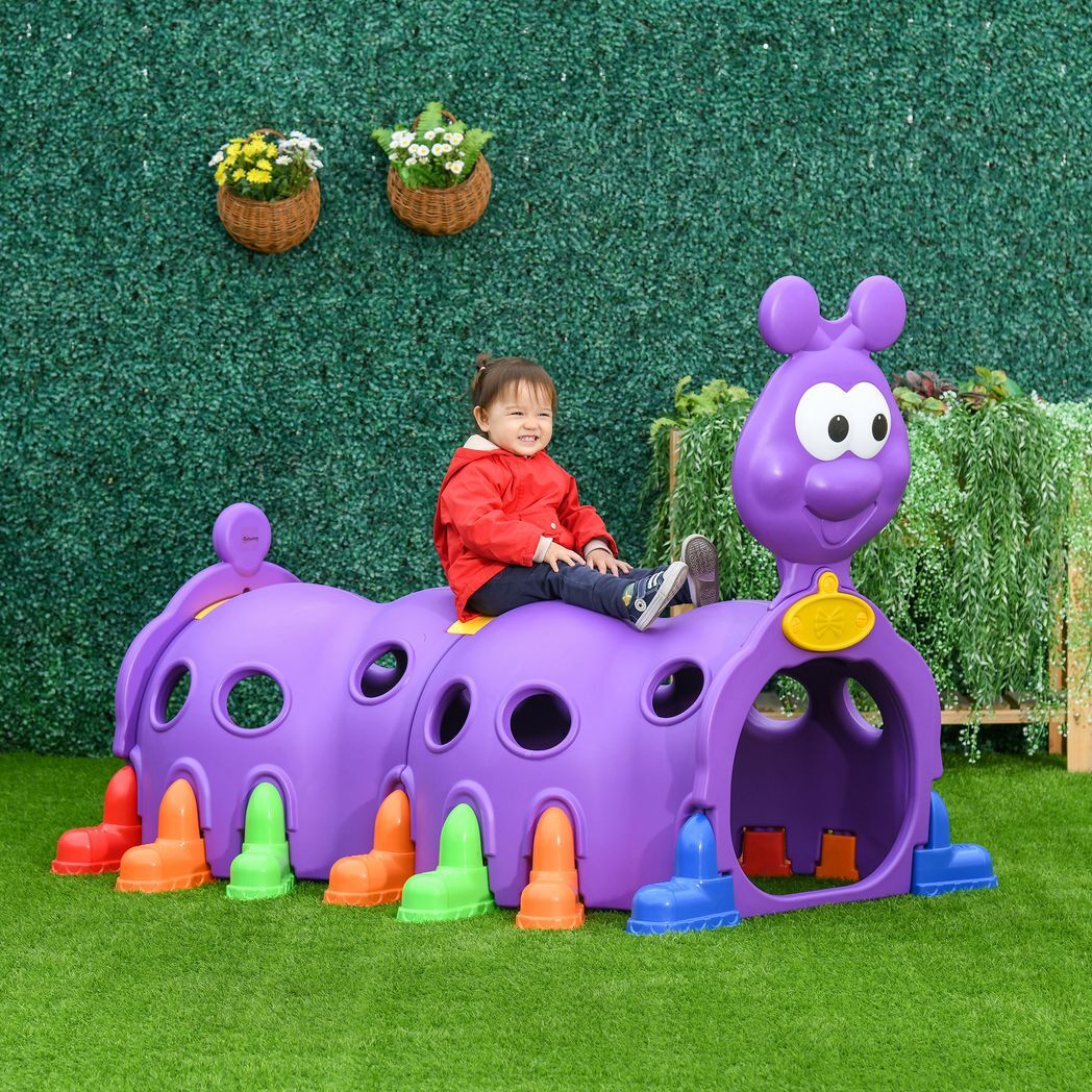 Outsunny Play Tunnel for Kids, Caterpillar Crawling Tunnel for 3-6 Years