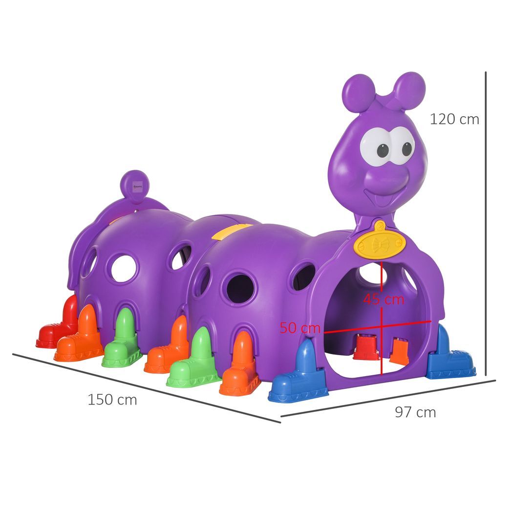 Outsunny Play Tunnel for Kids, Caterpillar Crawling Tunnel for 3-6 Years
