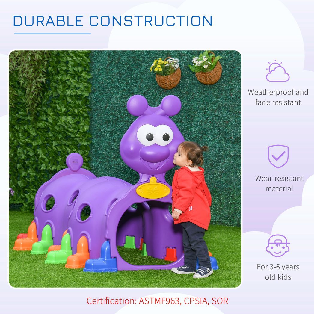 Outsunny Play Tunnel for Kids, Caterpillar Crawling Tunnel for 3-6 Years
