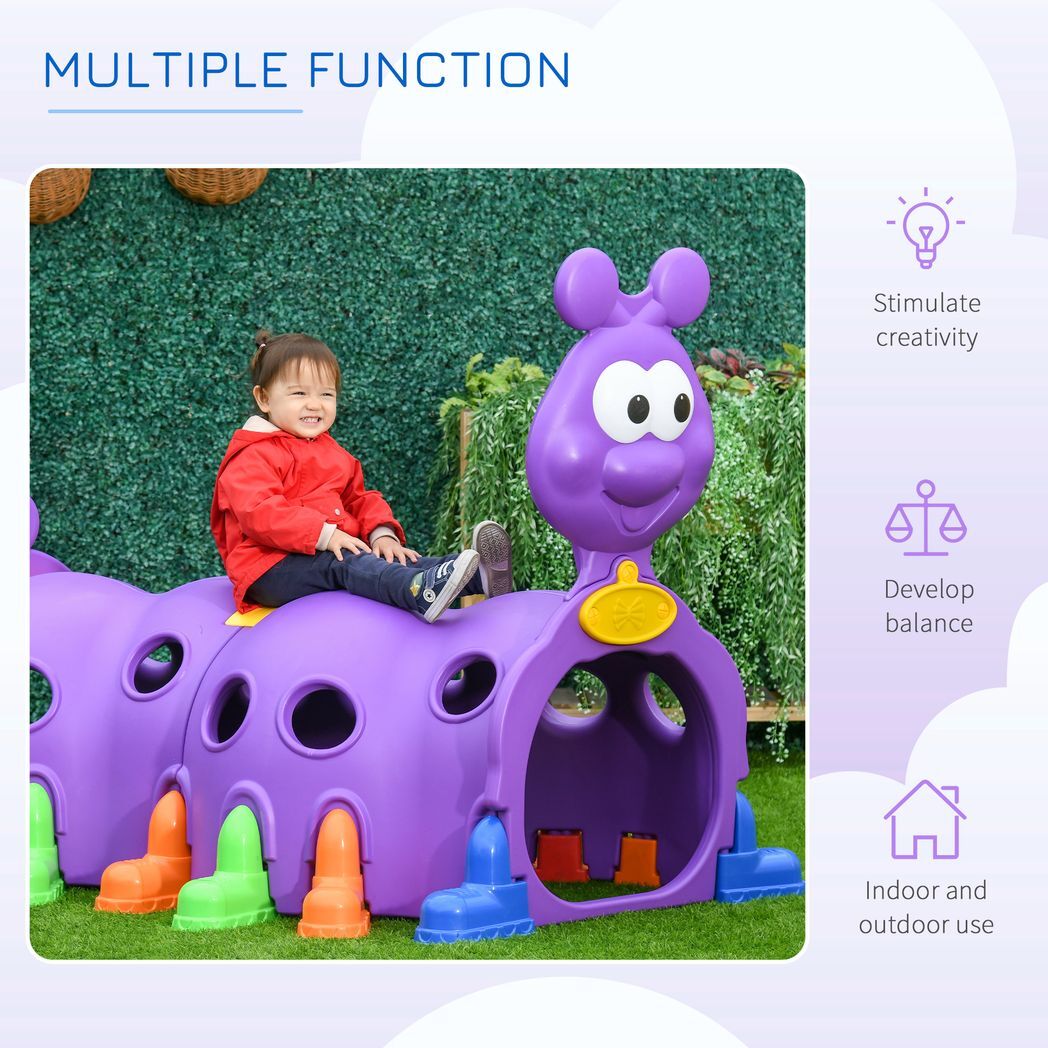 Outsunny Play Tunnel for Kids, Caterpillar Crawling Tunnel for 3-6 Years