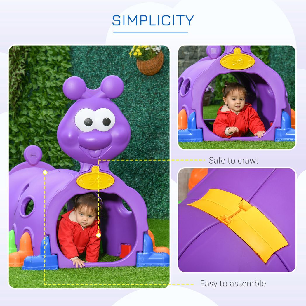 Outsunny Play Tunnel for Kids, Caterpillar Crawling Tunnel for 3-6 Years
