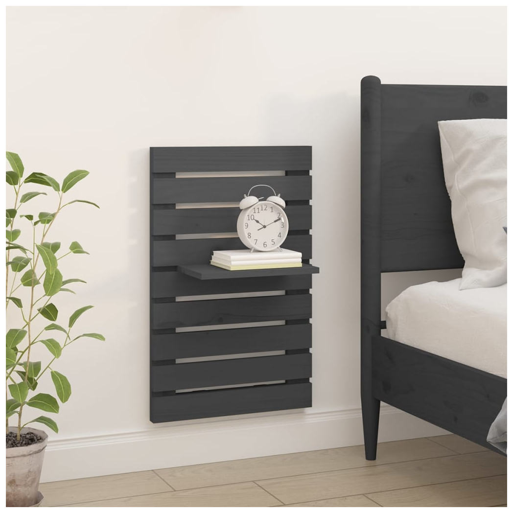 Wall-mounted Bedside Shelves 2 pcs Grey Solid Wood Pine